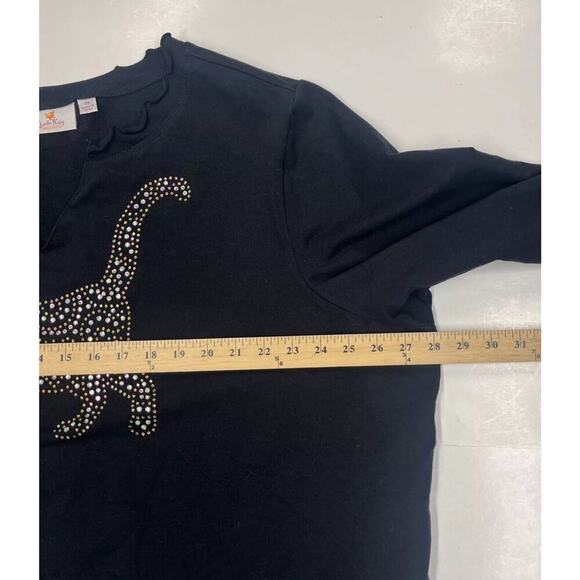 QUACKER FACTORY Cat Lady Bedazzled Rhinestone Classic Sweatshirt Black Size 3X - Picture 10 of 12